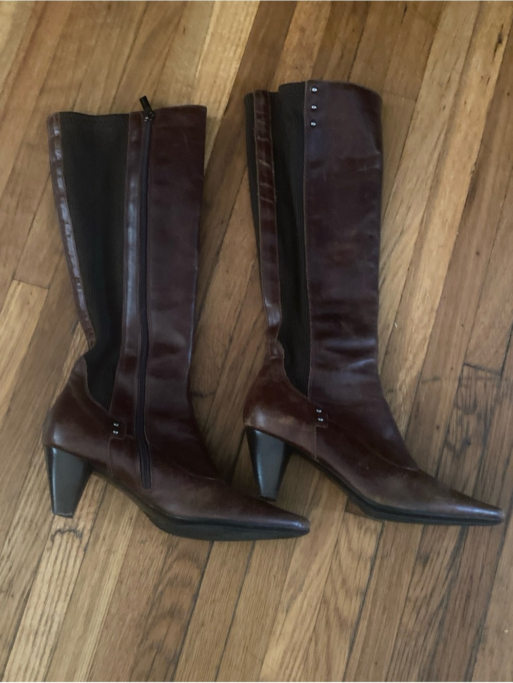 Aquatalia by Marvin K Brown Leather Stretch Knee High Boots 7.5 - Picture 2 of 8